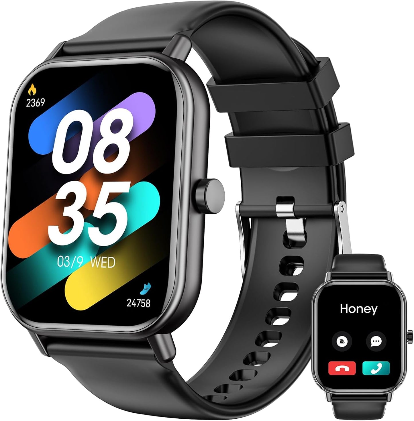 Smartwatch 1,85'' com Chamadas, 100 Modos Desportivos, IP67 - Homem e Mulher