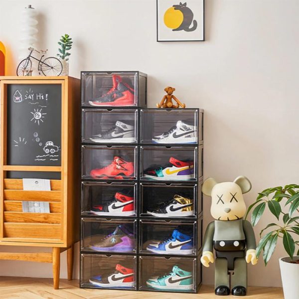 Caixas para sneakers 4 unidades, dobrável, magnético translúcido