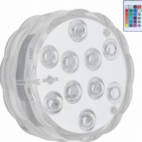 Luz LED RGB submersível com controlo remoto