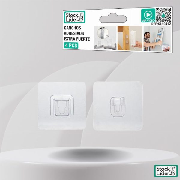 Pack de 4 ganchos adesivos extra fortes