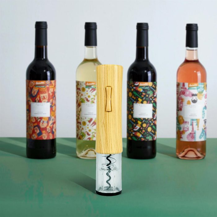 Garrafa de vinho elétrico de bambu de rolhas