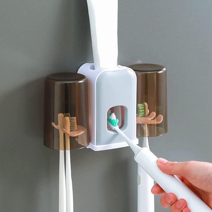 Suporte de escova de dentes com dispensador de pasta automática