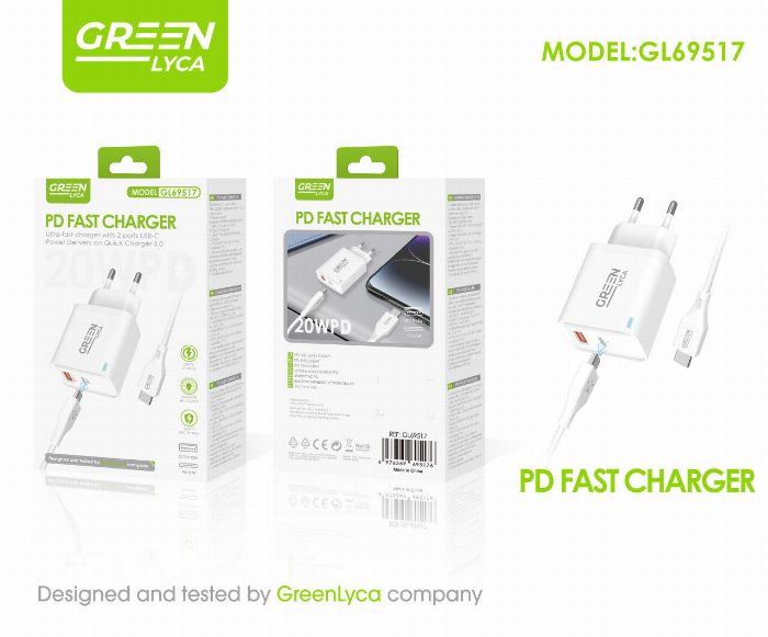 Carregador de 20W A + C com cabo C-C