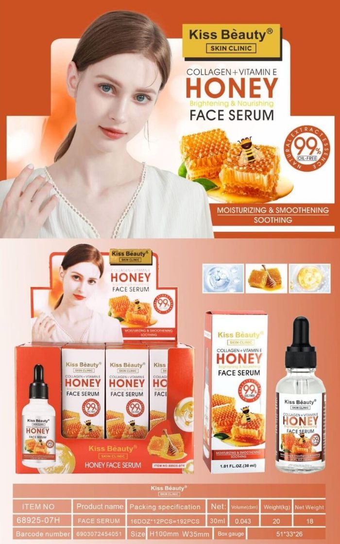 Sérum facial com colágeno + vitamina E + mel 30ML Kiss Beauty