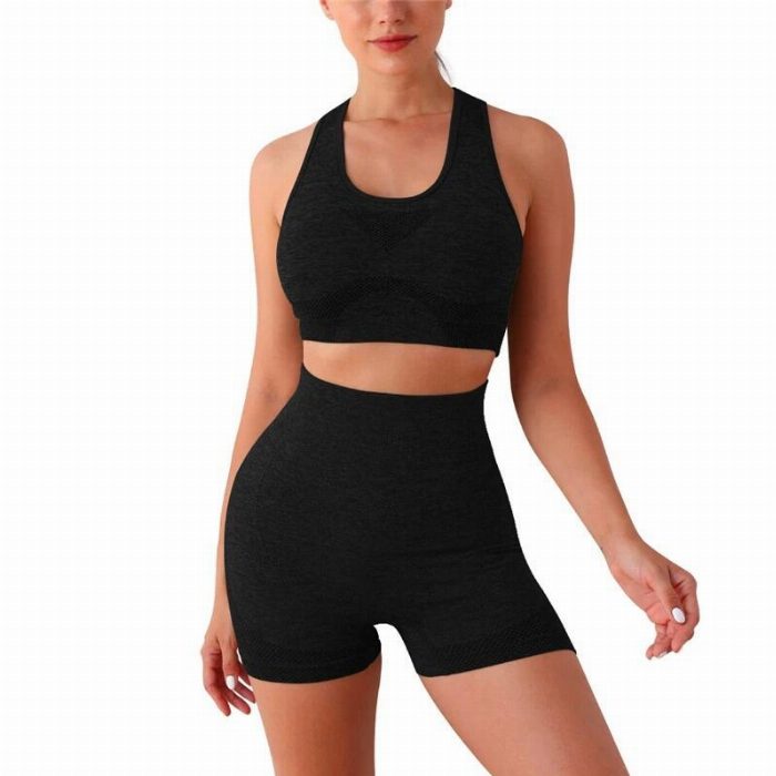 Conjunto desportivo mulher 2 peças push up preto