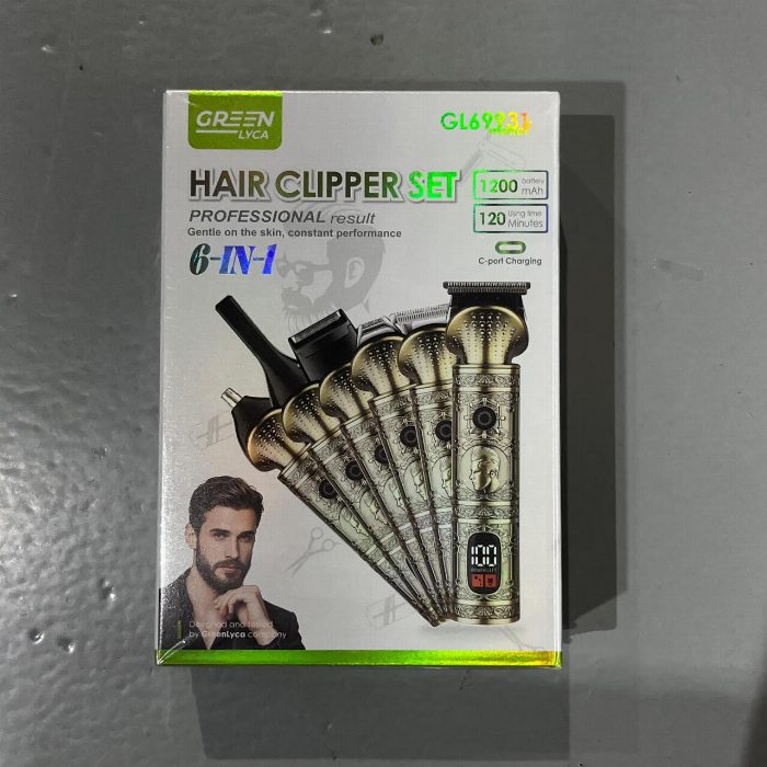 6 em 1 máquina de corte de cabelo com bateria de 1200mAh e motor de 6000RPM