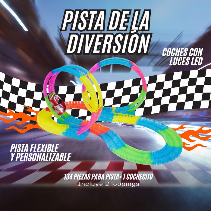 Strolley conjunto e pista de corrida moldável brilhando no escuro