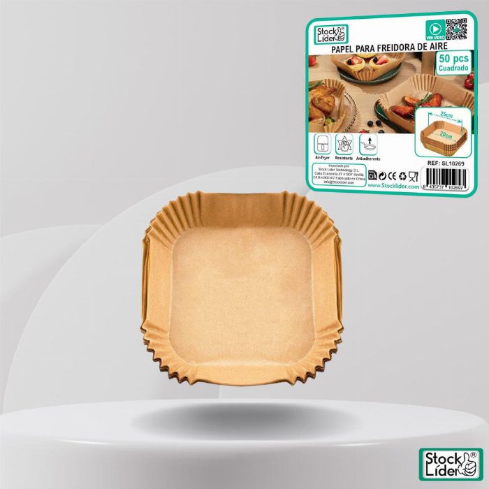 Papel quadrado para fritadeira de ar 50 unidades
