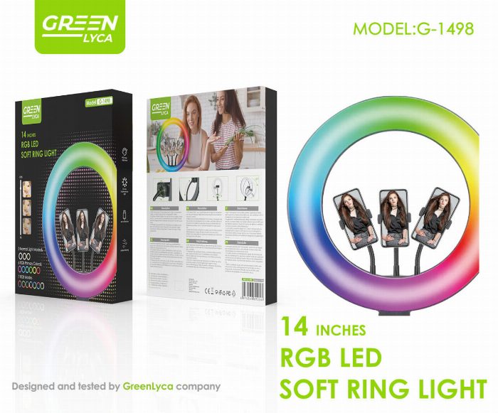 14” anel de luz com 200 LED + 56 RGB, iluminação profissional