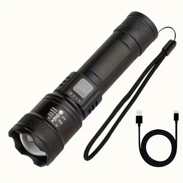 Lanterna portátil, 400 mAh, Display LED, Zoom telescópico