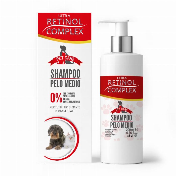 Champô para animais de estimação para pelo médio 200 ml – Retinol Complex