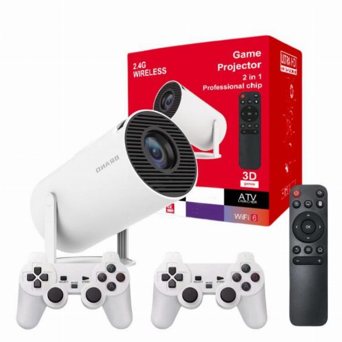 Projetor HY300 com controlo e funções multimédia