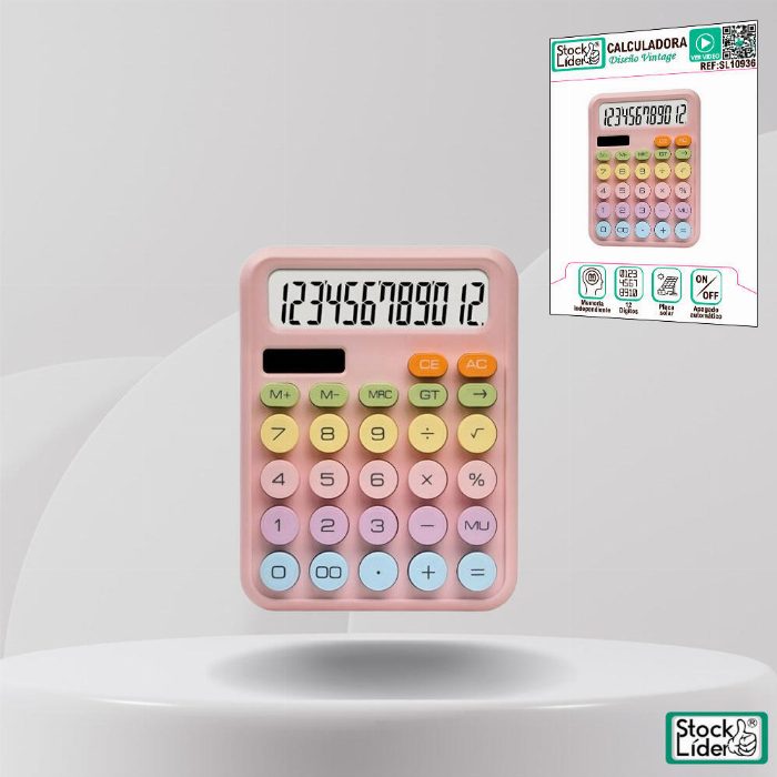 Calculadora com design retro e ecrã LCD de 12 dígitos