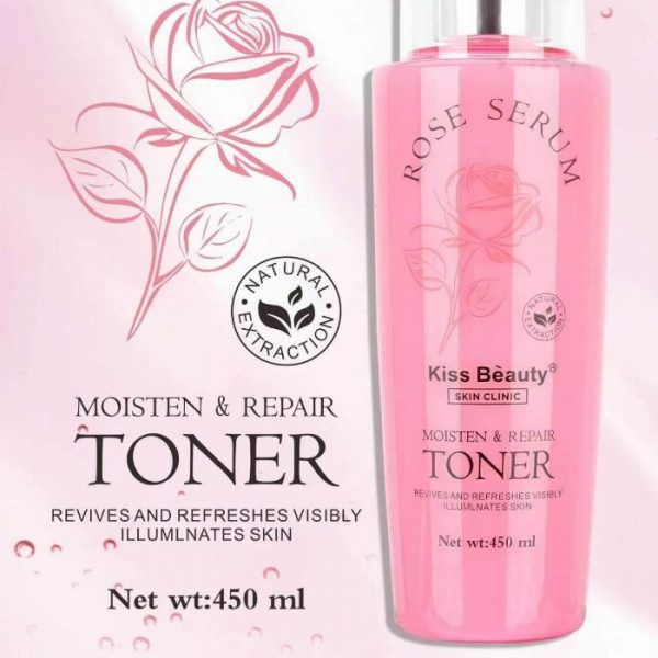 Hidratante e reparação de Facial Tonic Rose Serum 450ml Clínica de pele Kiss Beauty
