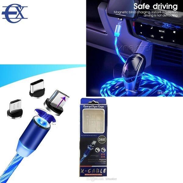 Cabo USB com luz e íman 3 em 1