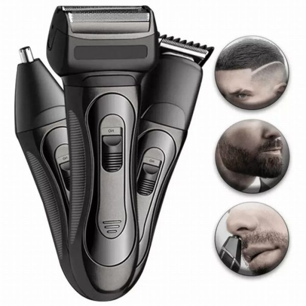 3 em 1 lâmina elétrica para barba, nariz e cabelo