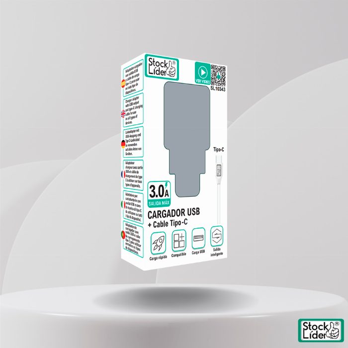 Carregador USB com cabo Tipo-C
