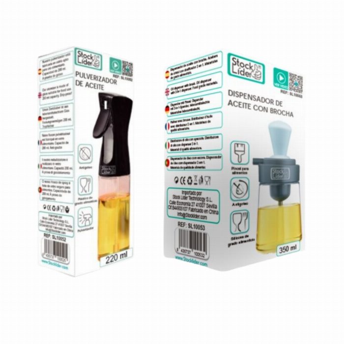 PACK Pulverizador de óleo e garrafa de óleo com escova + caixa