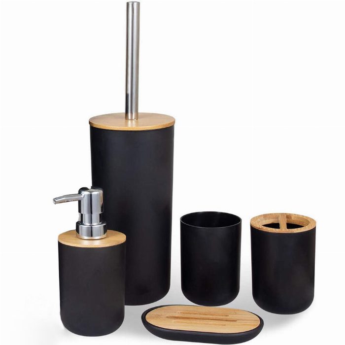 Conjunto de casa de banho conjunto de casa de banho 5 peças dispensador de sabão, suporte de escova de dentes, escova de banho, sabão e vidro