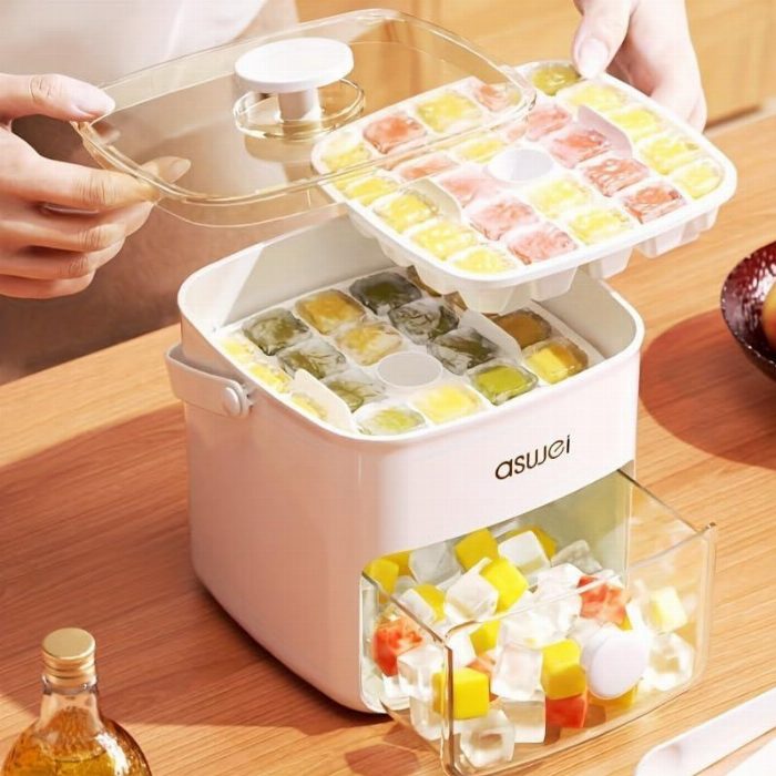 Cubos de gelo 2 em 1 máquina com bandeja e tampa
