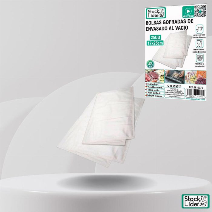 Pack 20 pcs Embalagem a vácuo Sacos em relevo 17x25cm
