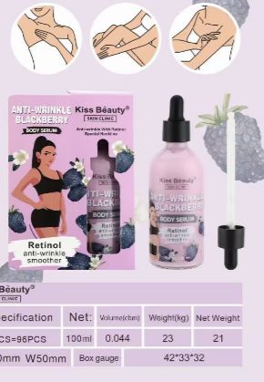 Sérum Corporal Anti-‐Rugas Retinol e Blackberry 100 ml Kiss Beauty