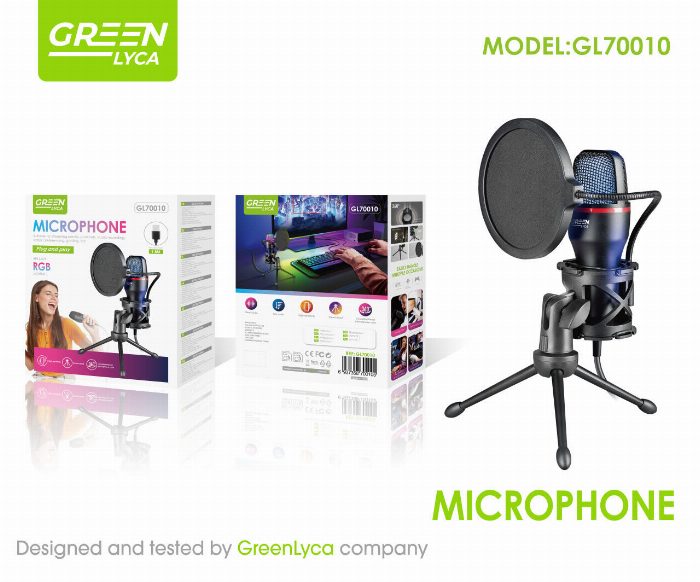 Microfone com tripé portátil com som claro e conexão estável