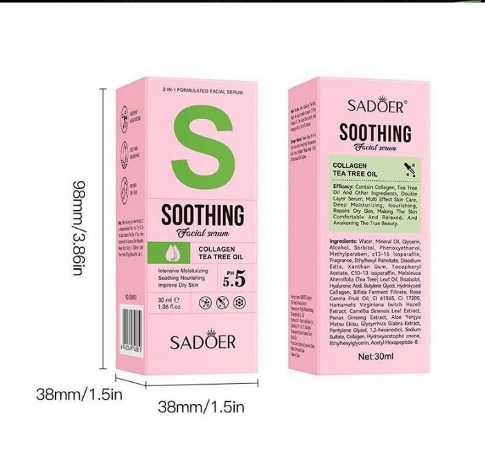 Sérum Facial 2 em 1 com óleo de árvore de chá + colágeno 30ml