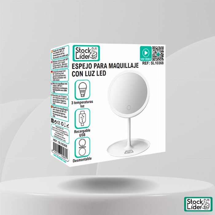 Espelho de maquilhagem com luz LED