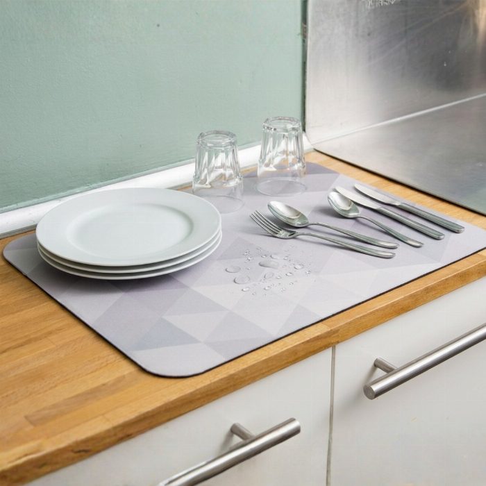 Esteira de secagem de utensílios de mesa super absorvente e antiderrapante