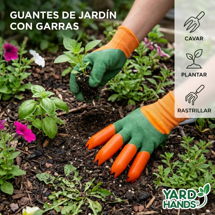 Luvas de jardinagem à prova d'água com garras para cavar, plantar e raking