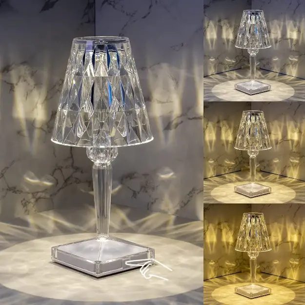 Lâmpada de mesa de vidro LED