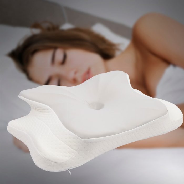 Travesseiro cervical viscoelástico ergonómico 57x36x12 cm, borboleta, pescoço e ombro, caso lavável, antisnorves