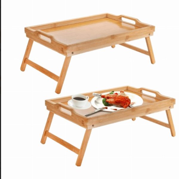 Bandeja de bambu dobrável para cama e sofá