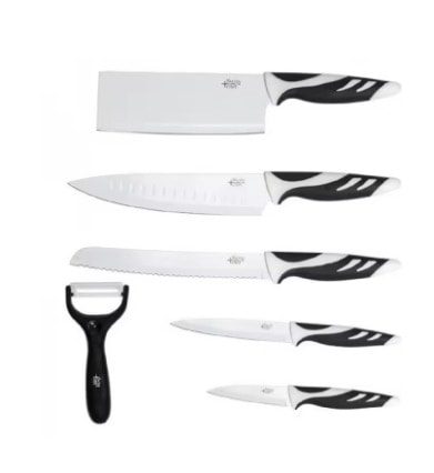 Conjunto de facas de cozinha com machado e peeler