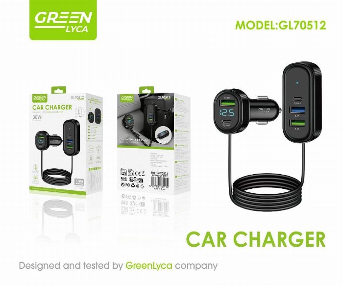 Carregador de carro Hub 30W