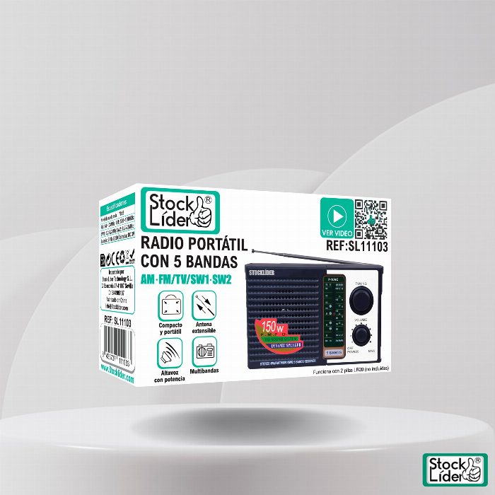 Rádio portátil com 5 bandas