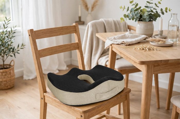 Gel ergonómico e almofada viscoelástica com Coxis Hole