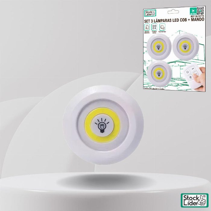 Conjunto 3 lâmpadas LED COB + controlo