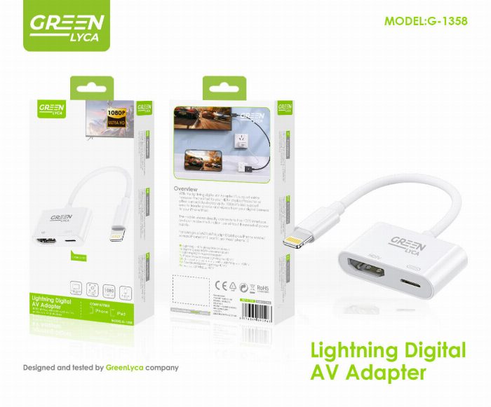 Relâmpago para adaptador HDMI com carregamento simultâneo