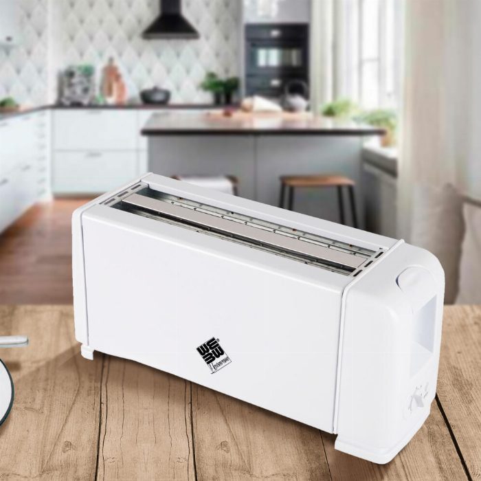 Torradeira Elétrica 4 Fatias 6 Torrada Nível, 1200W Aço Inoxidável Corpo Branco
