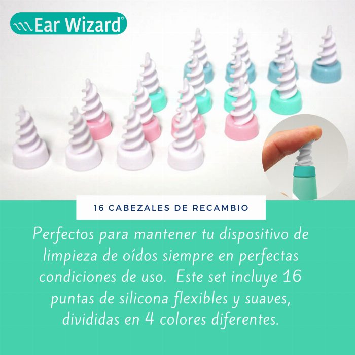 Conjunto de 16 cabeças de silicone flexíveis, seguras e fáceis de colocar para Ear Wizard