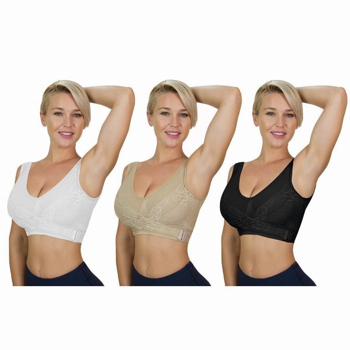 Pack de 3 soutiens push up em bege, preto e branco