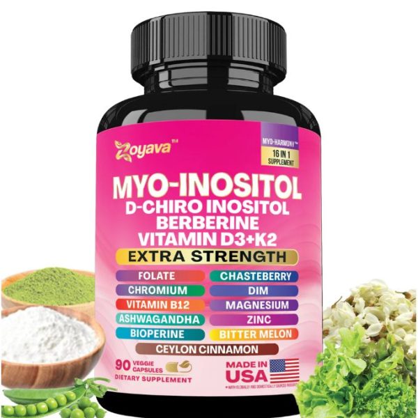 Suplemento para hormónios-mio-inositol + D-Chiro Inositol + Berberina + Vitamina D3 + K2