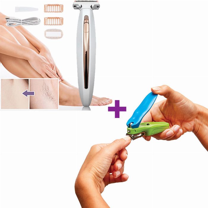 USB RECARREGÁVEL Biquíni Máquina de barbear e Aparador Pack & Nail Clippers com luz