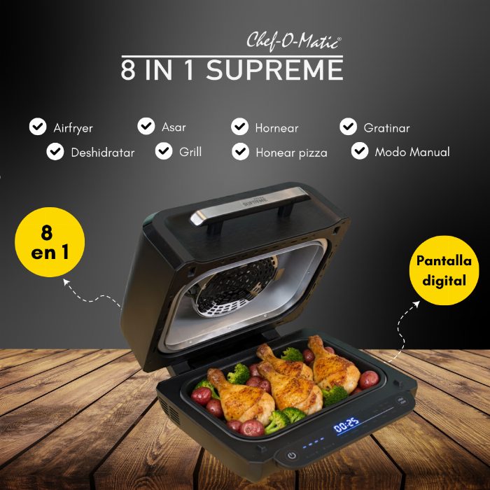 Grill, forno e Air Fryer 8 funções em 1