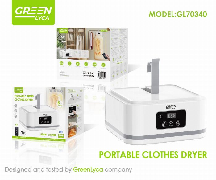 600W secador de roupa portátil com UV e controlo inteligente