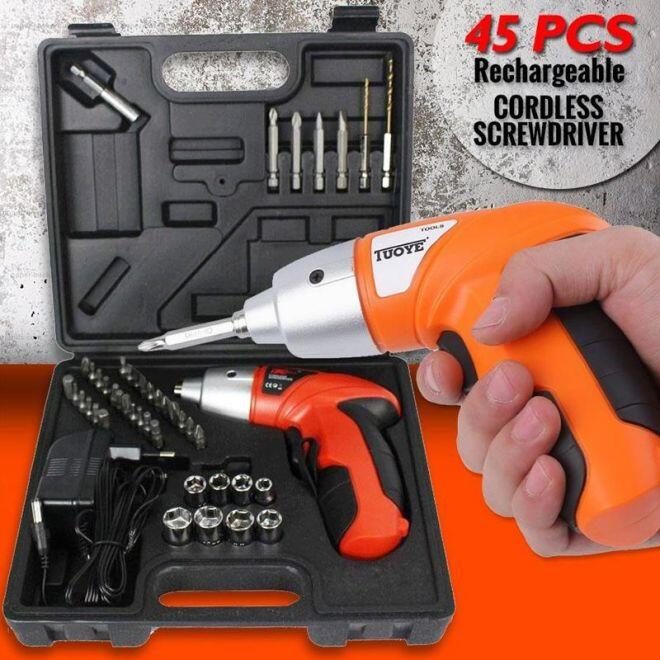 Kit de chave de fenda elétrica sem fio 45 peças