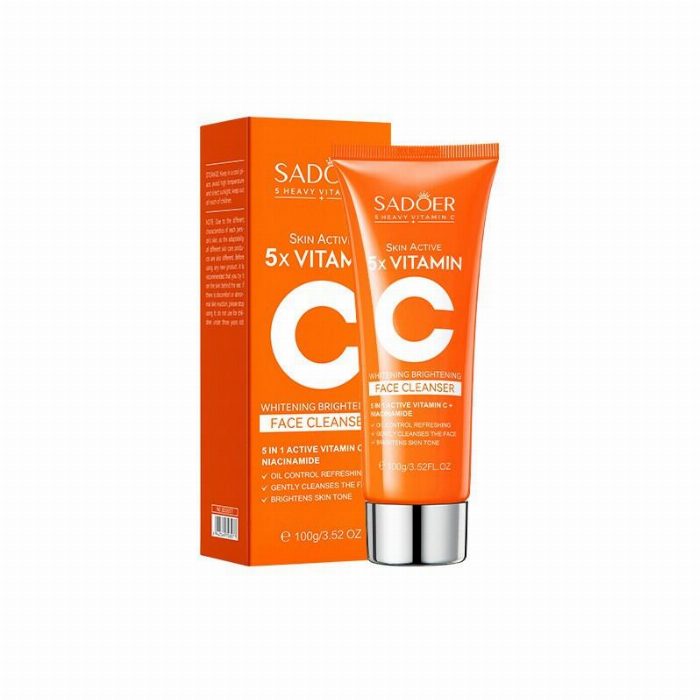 Iluminador de alvejante mais limpa facial com 5 vitaminas C intensas
