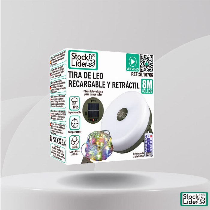 Tira LED recarregável e retrátil
